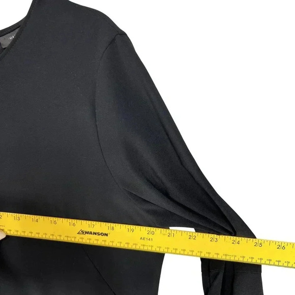 Halogen Womens M Bell Sleeve Black Dress Bow Back Minimalist Fairy & Whimsigoth - Picture 8 of 15